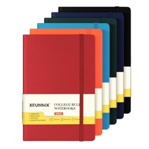 Lined Journals for Writing, A5 Notebooks (5.7 x 8'') with 160 Pages, 100 GSM Premium Paper, Ribbon Bookmark, Elastic Band & Inner Pocket - Perfect for Work, Journaling, Note-Taking & Gifting (Assorted Colors)