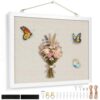 Linen Bulletin Board 14.5"x11", White Wood Frame, Nail-Free Wall Mount, Vision Board, Memo Board for Home Kitchen Office School, Room Decor, Wall Decor, 10 Pushpins