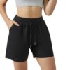 Linen Cotton Gym Workout Shorts Womens Loose Home Beach Casual Drawstring Summer