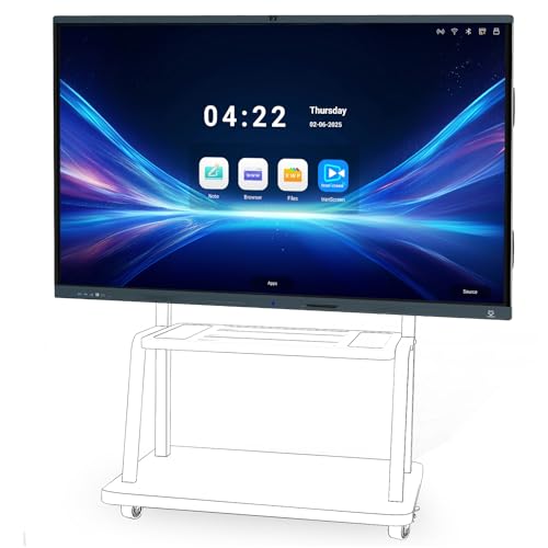 LINGHUFOX 86'' Smart Board, 4K Touch Screen Interactive Whiteboard Display, AI Camera with 8 Mics, Android 13.0 8+128G, All in One Smartboard for Classroom Office Home (Board+Wall Mount)