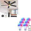 Linkind A19 Smart Light Bulbs 6 Pack with Matter 52" Smart Ceiling Fan with Lights Remote