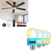 Linkind Matter Smart Light Bulb, Soft White to Daylight Tunable & Matter 52" Smart Ceiling Fan with Lights Remote
