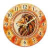 Lion Wall Clock, Tribal Artistic Geometric Tribal None Orange Quiet Wall Clocks No Ticking Noise for Kitchen Dining Room Apartment Dorm Room Decor 11.6x11.6 Inches