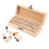 LIOOBO 42pcs Wooden Alphabet Number Stamps Set with Symbols for Creative Craft Projects and Diary Entries, Beige Wood Material, Imprints, Graceful Script Style for Scrapbooking and DIY
