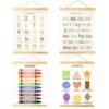 LIOUCBD 4Pcs Kids ABC Number Colors Shapes Educational Wall Posters