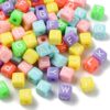 LiQunSweet 230 Pcs Mixed Color Acrylic Cube Letter Beads 3.5mm Large Hole Alphabet Craft Beads 10.5mm for DIY Jewelry Making Kechain Beading Pen Art Projects