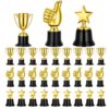 Lirrynnpein 36 Pcs Gold Mini Trophies, Plastic Golden Trophy Award for Students 3 Styles Funny Trophy Cups for Party, Competitions, Sports, Winning Prize, Hollywood Event Props