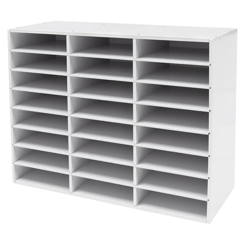 Literature Organizer 24 Slots, 24 Compartment Office Mailbox, Student Mailboxes for Classroom, Adjustable Shelves, 132 lbs Capacity, PVC Mail Organizer for Office, School, Home, 29×11.9×23.5 In