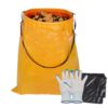 Litter Bag with Shoulder Strap - 4.5 cu. ft. Vinyl Trash Pickup Bag Holder Lawn Leaf Chute, Portable Leaf Collector and Yard Waste Bags with Gloves, 2 Black Litter Bags