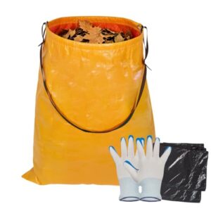 Litter Bag with Shoulder Strap - 4.5 cu. ft. Vinyl Trash Pickup Bag Holder Lawn Leaf Chute, Portable Leaf Collector and Yard Waste Bags with Gloves, 2 Black Litter Bags