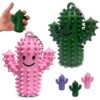 Little Ouchies Pain Fidget Toys for Adults & Kids, 2Pcs Spiky Sensory Cactus Toys - Anxiety Relief & Focus Aid, Quiet Sensory Keychain Fidget Toys, Valentine Gifts for Kids Classroom