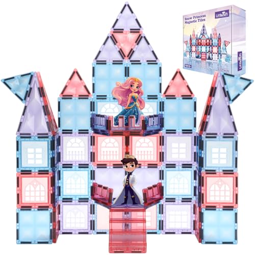 Little Pi Frozen Magnetic Tiles 3 Year Old Girl Gifts 5 Year Old 4 Year Old Girl Birthday Gifts Princess Toys Magnet Tiles Building Blocks Castle Age 3 4 5 6 7 8