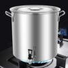 LIUZQWAED Large Stock Pot - Food Grade 304 Thick Stainless Steel Soup Bucket Suitable, with Spigot, Stainless Steel, with Lid, for All Stove