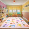 LIVEBOX 6x9 Pink ABC Kids Classroom Rug, Washable Alphabet Rug for Classroom Elementary School Learning, Colorful Educational Preschool Kids Carpet, Playmat Rugs Non-Slip Playroom Mat for Daycare