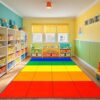 LIVEBOX Elementary Classroom Rugs for Kids, Washable Kids Rugs for Playroom School, Nursery, Colorful Children's Educational Carpet Non-Slip Classroom Mat for Learning, 6'x9'(Seats-20)