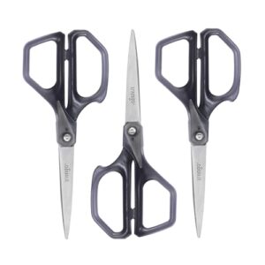 LIVINGO Scissors for Office, 3 Pack 8-Inch All Purpose Desk Shears, Gray