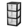 LIXRVYN Plastic Storage Organizer Tower, Removable Clear Drawer Bins, Black