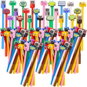 LiYiQ 100 Pcs Video Game Party Favors Cartoon Cute Fun Pens Kawaii Games Handle Level Up Games Console Shape Gel Black Ink Pen Cute Video Game Pens for Office Home Present