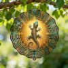 Lizard Wind Spinner, Bohemian Nature-Inspired Flower Swirl Summer Green Metal Outdoor Color Changing Wind Sculptures Gifts for Garden Porch Balcony Hallways Decor 12 Inch