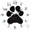 LKMTBKH 12" Silent Wall Clock, Round Wall Clock, Black Paw Prints