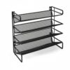 Llazsybz Wall Mount Shelf Spice Rack Organizer Storage Stand Holder Four Tier Mesh Shelves Carbon Steel With Rust Resistance identification suitable for pantry shared housing, 4-Layer Short