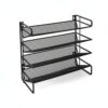 Llazsybz Wall Mount Shelf Spice Rack Organizer Storage Stand Holder Four Tier Mesh Shelves Carbon Steel With Rust Resistance identification suitable for pantry shared housing, 4-Layer Tall