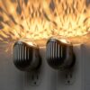 L LOHAS LED Night Lights Plug into Wall, 2 Pack Projector Night Light with Dusk to Dawn Sensor, 3000K Soft White Dimmable Night-Lights, 180° Rotating Plug in Nightlight for Bedroom Hallway Room Decor