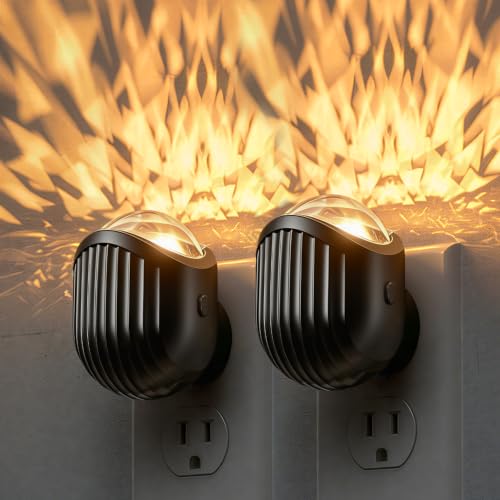 L LOHAS LED Night Lights Plug into Wall, 2 Pack Projector Night Light with Dusk to Dawn Sensor, 3000K Soft White Dimmable Night-Lights, 180° Rotating Plug in Nightlight for Bedroom Hallway Room Decor