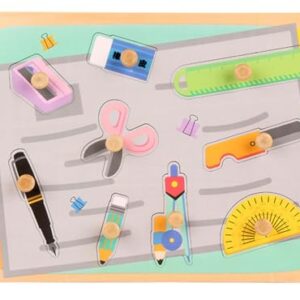 LLTCMAOYI Montessori Wooden Peg Puzzle, Zoo Animal Shape Matching Board with Large Knobs,Model b
