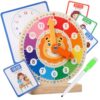 LLTCMAOYI Wooden Clock Teaching Aid, Cognitive Time Toy