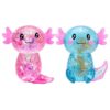 LMCCD 2 Pack Glitter Axolotl Squishy Toys, Blue and Pink Stretchy Slow Rise Sensory Fidget Stress Balls, Mexican Salamander Squeeze Toys for Teens Adults Seniors, Stress Relief Desk Toys (RED+Bule)