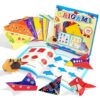 LMCIKYO Origami Kit for Kids Ages 5-8 8-12, 100 Sheets Colored Origami Paper - 45 Double-Sided Animal Patterns with Instruction Manual & Video Guide, Travel Game Activity, Gift for Boys Girls