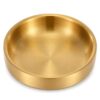lMengjbang Paper Clip Holder, Gold Decorative Bowl Ring Holder Small Jewelry Dish Stainless Steel Dual-Purpose Round Small Storage Tray & Cute Jewelry Organizer Gold Paperclip Holders for Desk