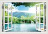 ‌Lmyhome Fake Window Wall Mural -Spring Lake Landscape Peel and Stick Wall Sticker Decal for Home Decor (16"x24")