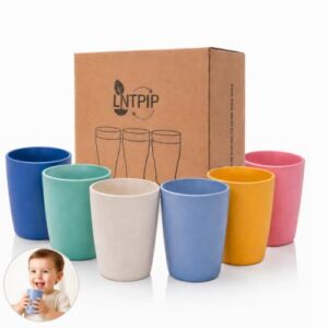LNTPIP Wheat Straw Colored 6 Pack Kids Cups 12 OZ