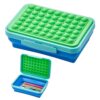 LockerMate by Bostitch Expandable Pencil Box with Pop-It Top Collapsible Pencil Case for Craft and School Supplies, Green/Blue