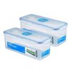 LocknLock Set of 2 HPL844 Storage Containers with Drain Rack, 2 Litres, Dimensions (L x W x H): 278 x 115 x 103 mm, Suitable for Freezing and Microwave Lock and Lock Containers, Food Box, Meal Prep