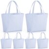 Locmeo 6 Pcs Mini Seersucker Canvas Bags for Women Small Canvas Tote Bag Macaron Preppy Storage Pouches for Travel Beach Bachelorette Bridesmaid Wedding Welcome Gift Camp Birthday Party Favor
