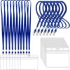 LOCONHA 200 Sets Clear Plastic Horizontal Name Tags Badge ID Card Holders and Lanyards with Clip lanyards for id Badges (200, Blue)