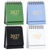LOCZUK 4pcs Tiny Desk Calendar 2027-2028: 18 Months Academic Flip Calendar - January 2027-June 2028 Standing Desktop Schedule Planner for Home, Dorm