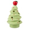 LOGOFUN Ceramic Christmas Tree Night Light with Apple Topper - Light Green