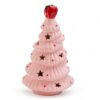 LOGOFUN Ceramic Christmas Tree Night Light with Apple Topper - Pink