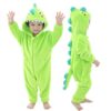 LOLANTA Boys Girls Dinosaur Costume Toddler's Dino Bodysuit Flannel Toddler One Piece Jumpsuit Kids Gifts (Green, 2-3T)