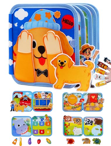 Lolotree Toddler Busy Book Montessori Toys, Busy Board for Toddlers 1-3, Educational Learning Activity Books, Birthday Gifts for Boys & Girls, Travel Toys for Airplane Car, Dog Book