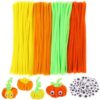 LOMIMOS 300pcs Thanksgiving Pipe Cleaners Craft Set,200 Fuzzy Chenille Stems & 100 Self-Adhesive Googly Eyes Fall Autumn Arts Crafts Supplies for Kids DIY Decorations School Projects Home Handcraft