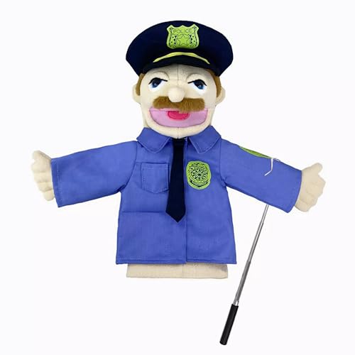 LOMTRATS Family Hand Puppets for Kids,Includes Teacher, Policeman, Farmer, Pirate, Detective, etc. with Movable Open Mouths,Perfect for Storytelling,Teaching,Festival Gifts,1 PCS with Joystick