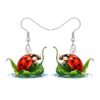 LONYOO Acrylic Cute Sunflower Ladybug Earrings Dangle Insect Lady Bug Jewelry Ladybug Gifts for Women Mom Gardeners Nature Lovers (Greenness)