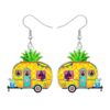 LONYOO Acrylic Margarita Glass Pineapple Earrings Dangle Tropical Fruit Jewelry Summer Hawaiian Pineapple Gifts for Women Mom Cocktail Lovers (Yellow)