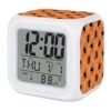 LooPoP Halloween Alarm Clocks Black Web-Spinner Digital Clock 7 Color LED Night Light Silent Non-Ticking Battery Operated Cobwebs Orange Cube Clocks for Bedroom Bedside Living Room Office Fall Decor