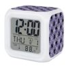 LooPoP Halloween Alarm Clocks Black Web-Spinner Digital Clock 7 Color LED Night Light Silent Non-Ticking Battery Operated Cobwebs Purple Cube Clocks for Bedroom Bedside Living Room Office Fall Decor